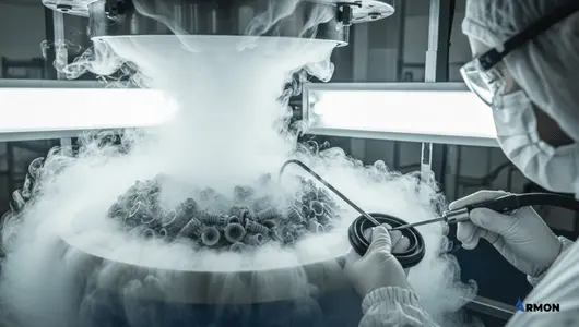 Technician handling frozen components
